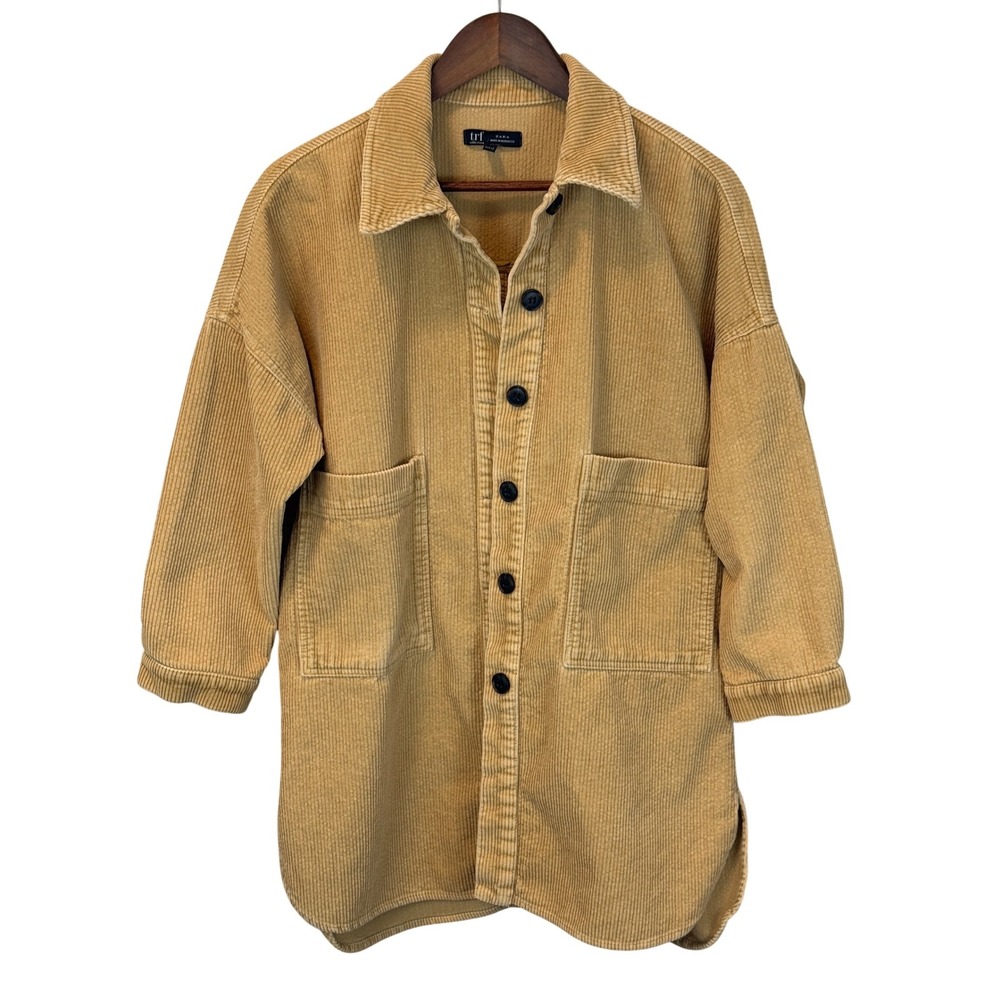 Zara TRF Beige Tan Corduroy Shacket Jacket Size XS‎ Oversized